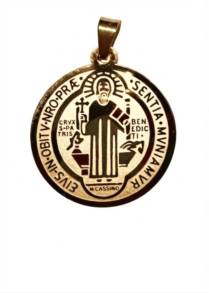 Medalla de San Benito en Acero 30mm Dorada