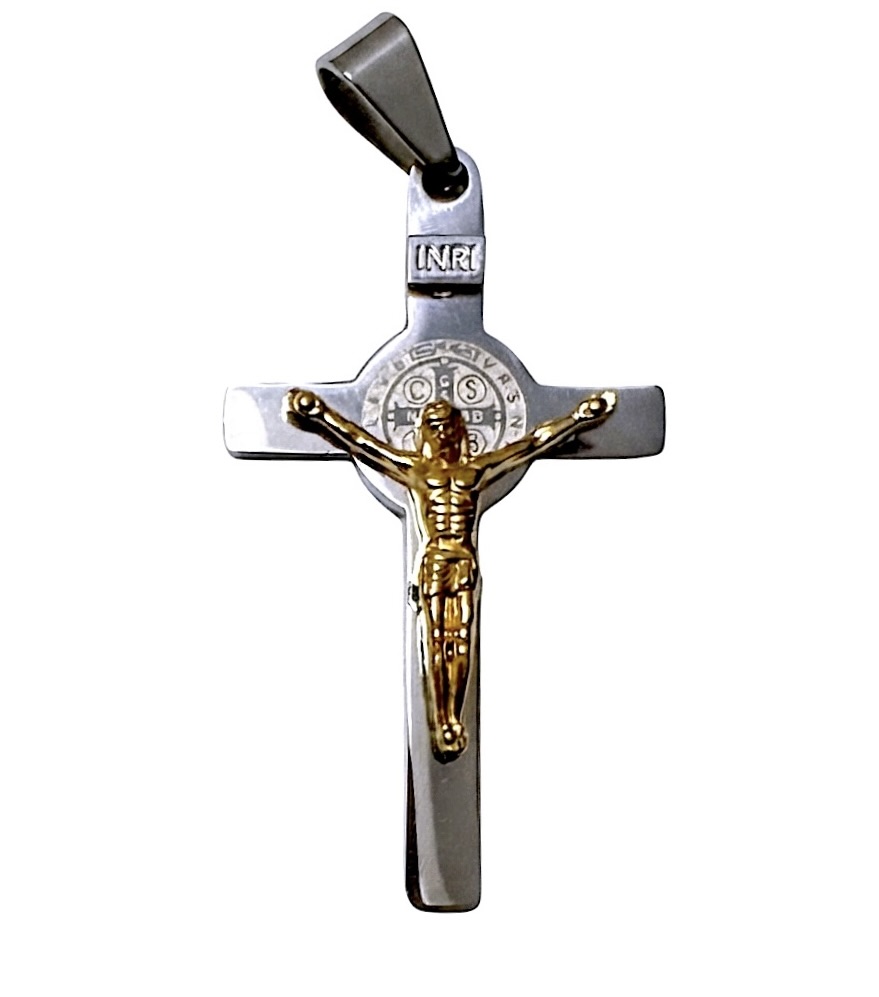 Cruz de San Benito en Acero Bicolor 37mm