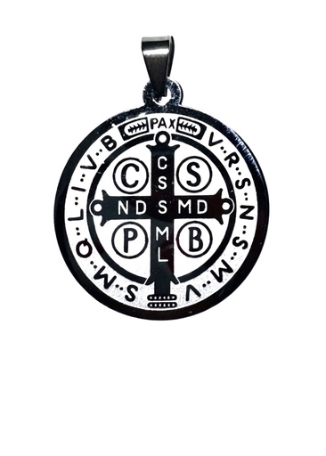 [MD.021] Medalla de San Benito en Acero 30mm plateada